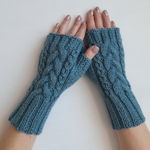 Handgebreide vingerloze handschoenen, handwarmers dames, gebreide wanten, cadeau voor haar