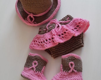 cowgirl crochet newborn outfit Baby shower gift Baby girl cowboy set hat and boots Cowgirl baby photo prop Western baby halloween costume