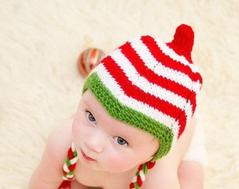 Newborn photo prop, christmas newborn/ baby hay, newborn knit hat, newborn boy, newborn girl, knit christmas hat, baby coming home outfit