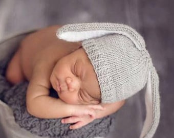 sombrero de recién nacido de conejito, accesorio fotográfico para recién nacidos, niño recién nacido, niña recién nacida, sombrero de recién nacido, sombrero de punto para bebé, traje de bienvenida a casa, sombrero de hospital para bebés