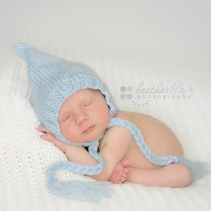 Newborn photo prop, hand knit cream mohair baby bonnet , newborn boy and girl, newborn knit hat, baby hospital hat, baby coming home bonnet image 6