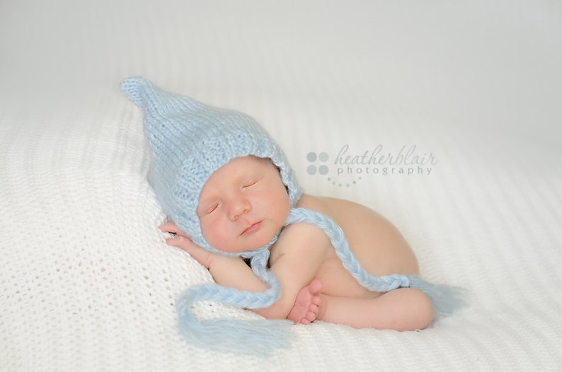 Newborn photo prop, hand knit cream mohair baby bonnet , newborn boy and girl, newborn knit hat, baby hospital hat, baby coming home bonnet image 6