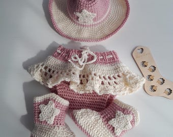 Crochet Cowgirl Outfit, Newborn Western Set: Hat & Boots