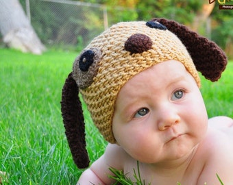 puppy newborn knit hat, baby hospital hat, newborn photo prop, newborn knit hat, newborn boy hat, baby coming home outfit, baby shower gift