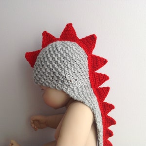 newborn hat dinosaur, dragon knit hat, newborn photo prop, halloween baby hat, baby shower gift, gift for new baby, baby coming home outfit image 4