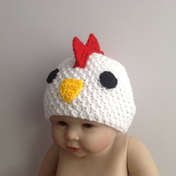 Newborn photo prop, chicken baby hat,  newborn knit hat, baby shower gift, gift for new baby, halloween baby hat, baby coming hame outfit