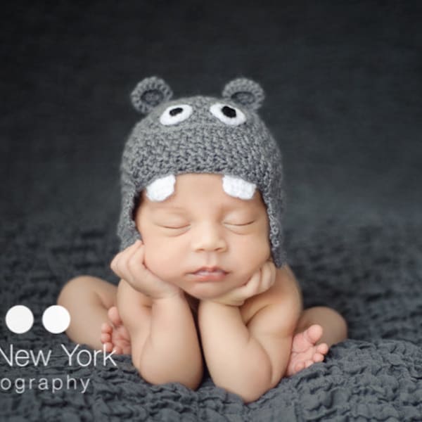 baby animal knit hat, newborn halloween hat, baby hippo  hat, newborn knit hat, baby shower gift, newborn photo prop, baby coming home hat