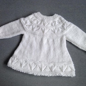 Handmade Knit Baby Dress: White Acrylic, Newborn Gift (1-3 Months)