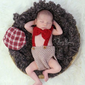 Newborn photo prop, Valentine newborn diaper cover and bowtie set, newborn boy, newborn knit set, baby coming home outfit, baby shower gift image 2