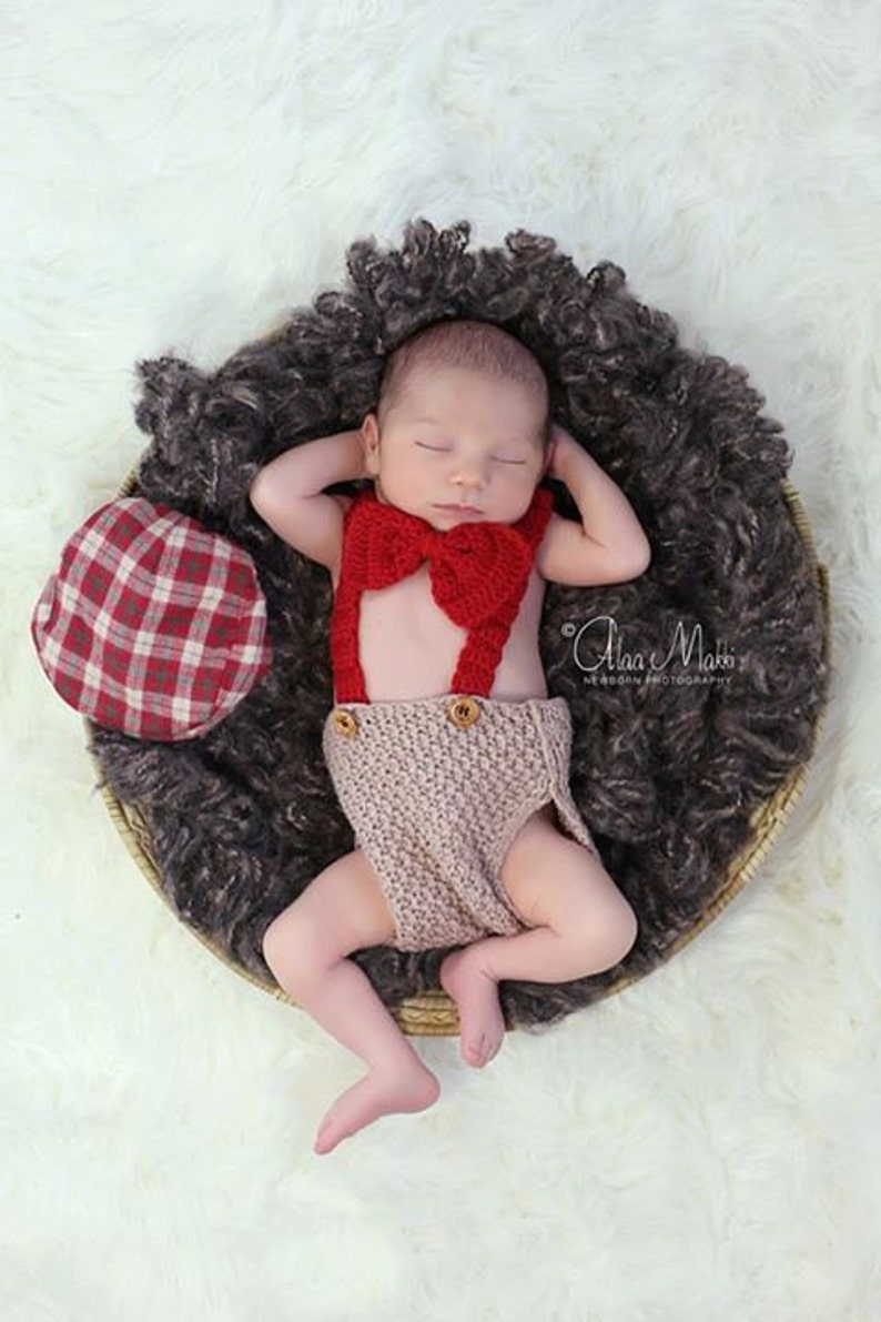 Newborn photo prop, Valentine newborn diaper cover and bowtie set, newborn boy, newborn knit set, baby coming home outfit, baby shower gift image 2