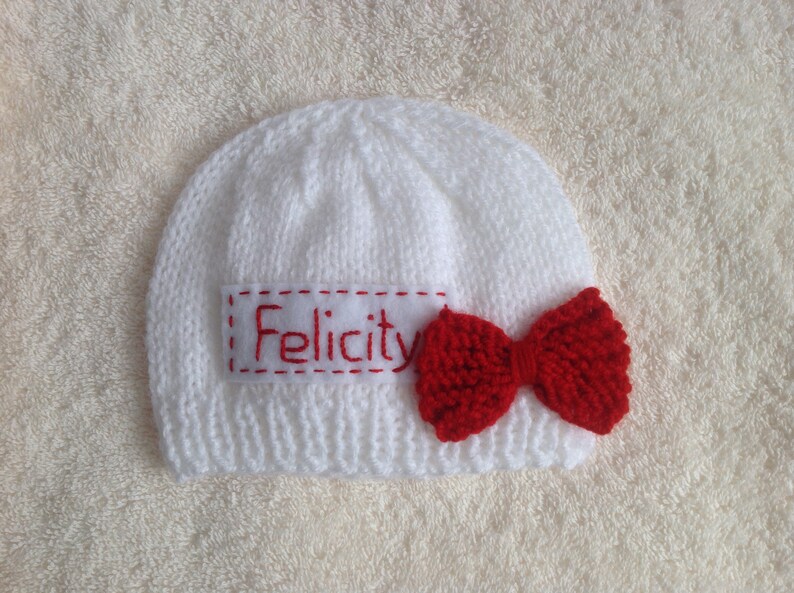 Newborn Photo Prop White Newborn Hat With Red Bow Etsy