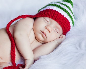 Newborn photo prop, Christmas newborn/ baby bonnet, newborn hat, newborn girl, newborn bonnet, newborn knit hat, baby coming home outfit