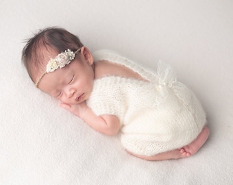 Accesorio fotográfico para recién nacidos, romper recién nacido mohair crema para niña, traje de bebé que regresa a casa, traje de hospital para bebés, regalo de ducha, regalo para nueva mamá