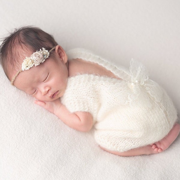 Accesorio fotográfico para recién nacidos, romper recién nacido mohair crema para niña, traje de bebé que regresa a casa, traje de hospital para bebés, regalo de ducha, regalo para nueva mamá