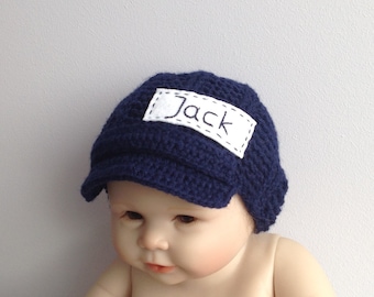 Personalized Navy Blue Newborn Hat: Monogrammed Knit Beanie