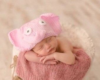 Sombrero de punto de elefante recién nacido, accesorio fotográfico para recién nacidos, sombrero de bebé elefante, niña sombrero de bebé, regalo de baby shower, traje de bebé que regresa a casa, sombrero de animal bebé