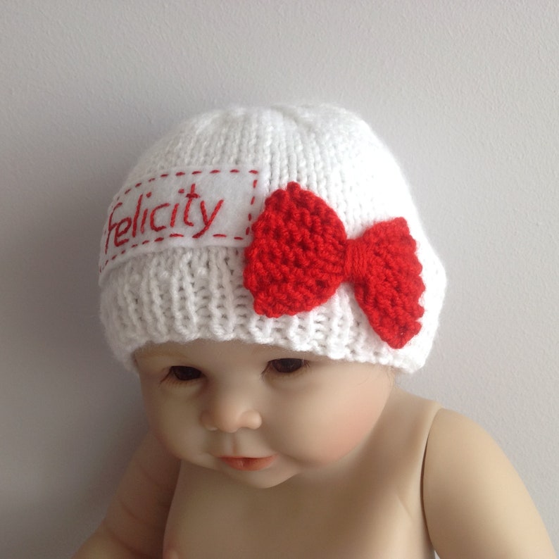 Newborn Photo Prop White Newborn Hat With Red Bow Etsy