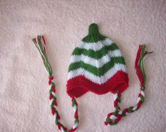 Christmas newborn baby hand knit hat, knit newborn hat, baby coming home hat, christmas gift baby, handmade christmas gift baby, photo prop