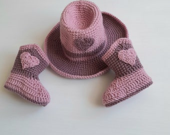 Traje de crochet de vaquera para bebé recién nacido, regalo de baby shower, sombrero y botas de vaquero para niña, accesorio fotográfico para bebé de vaquera, disfraz de bebé occidental