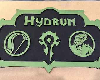 Custom World of Warcraft inspired nameplate wall art