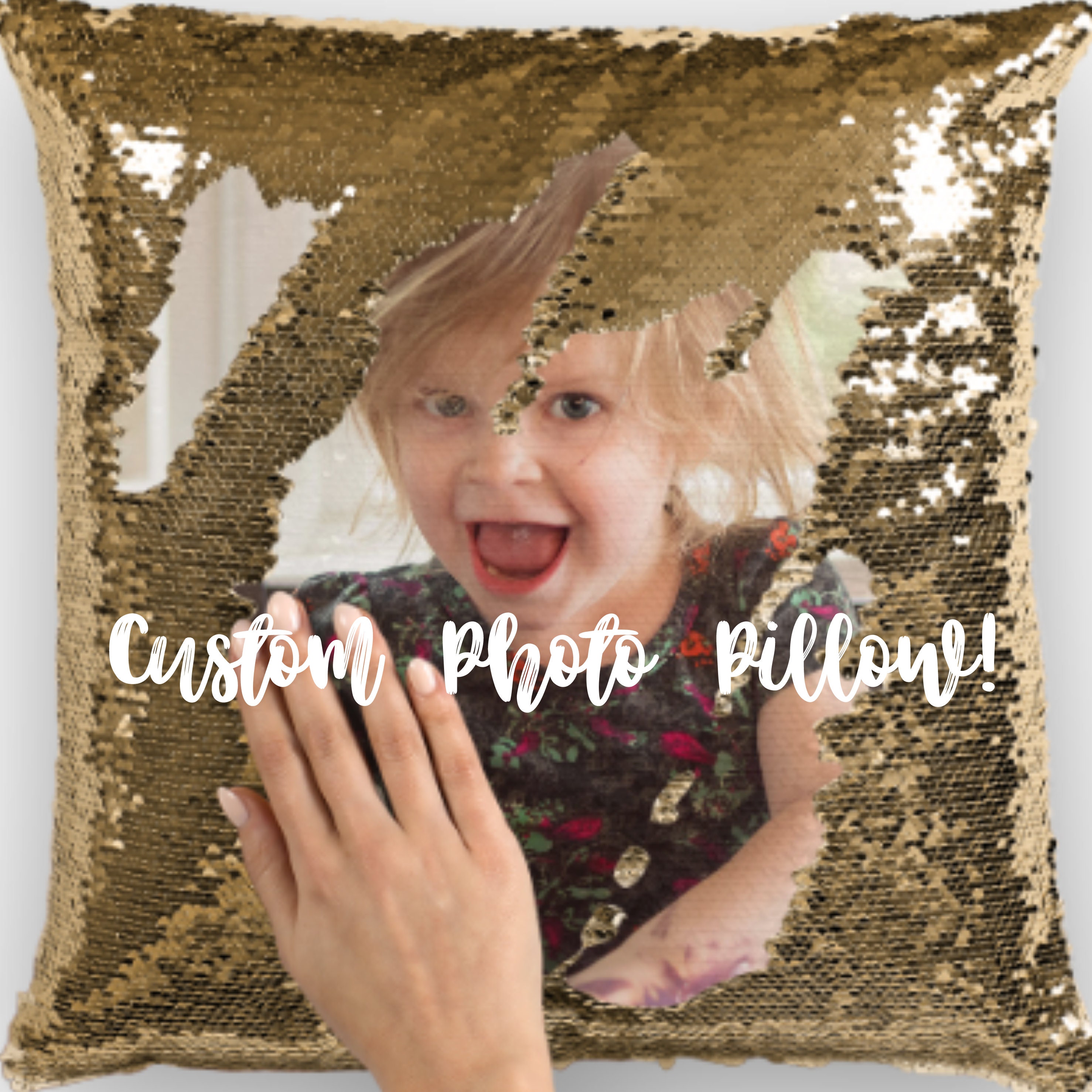 Custom Photo Magic Sequins Pillow, Sequin Picture Pillow, Glitter Pillow  With Hidden Picture