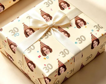 Personalised Face Wrapping Paper, Custom Photo Heads Gift Wrap, Birthday Gifts Wrap Roll