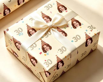 Personalised Face Wrapping Paper, Custom Photo Heads Gift Wrap, Birthday Gifts Wrap Roll