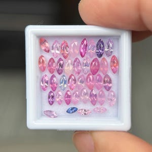 Natural Milky Sapphire Luc Yen, Vietnam, 5.53cts - 37pcs, Marquise Unheated Sapphire Set - 0691