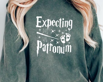 Comfort Colors Expecting Patronum Sweatshirt, Couples Pregnancy Gift