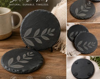 Leaf Slate Coasters- 2 Pack