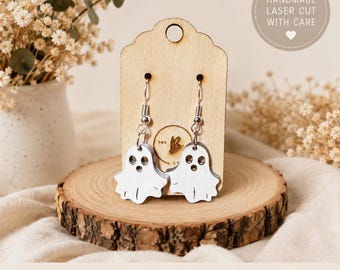 Ghost Earrings | Cute Halloween Earrings | Spooky Ghost Dangle Earrings | Lightweight Halloween Jewelry | Fall Gift