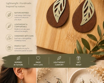 Faux Leather Feather Earrings
