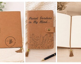 Faux Leather Notebook w/ Tassel- “Secret Gardens in My Mind”