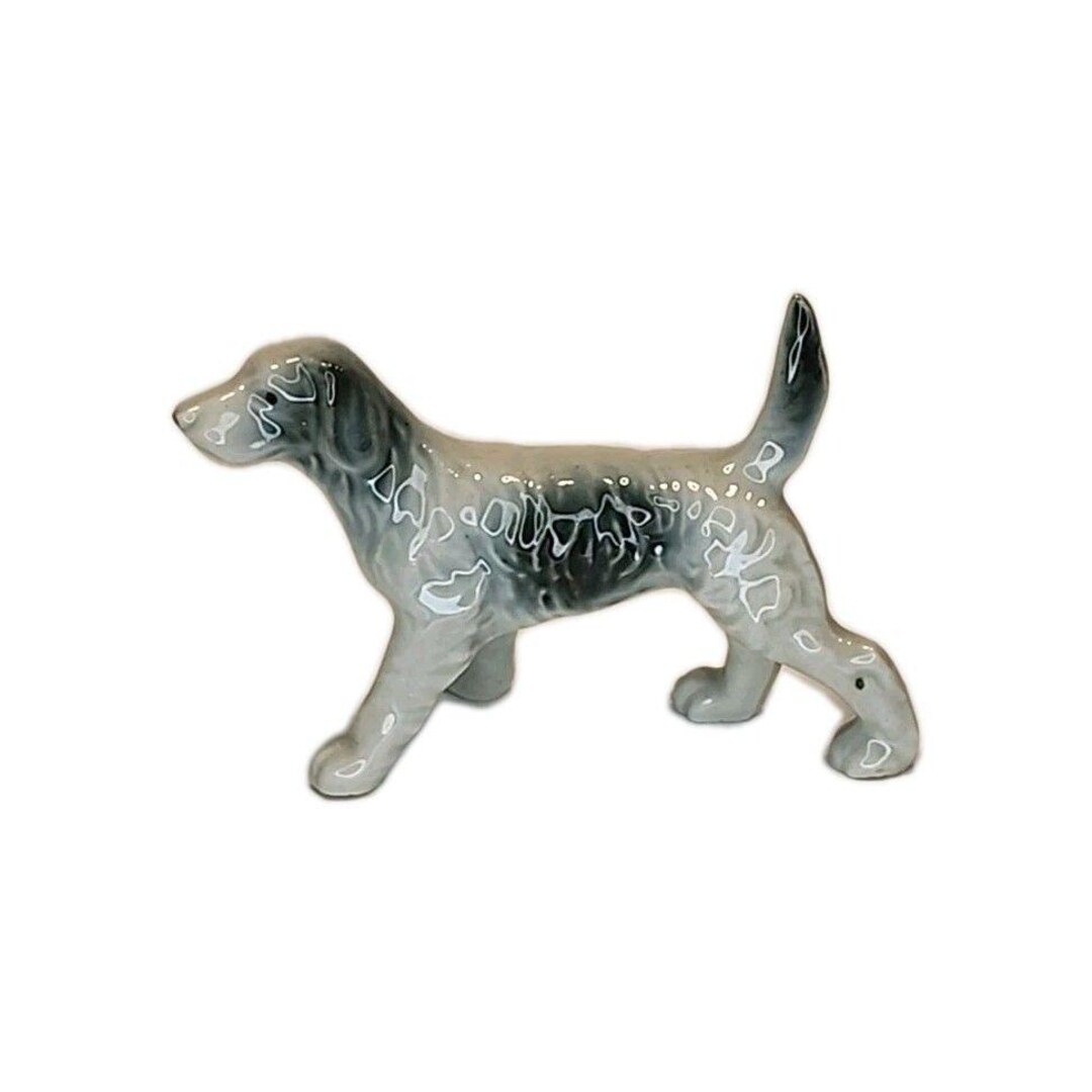 Vintage Pointer Setter Japan Ceramic Gray Black Spots Figurine ~2.75 ...