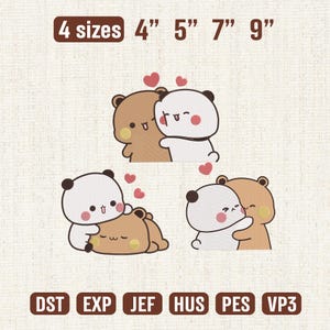 Lot couple de broderies, motif de broderie mignon Saint-Valentin, fichier de broderie panda mignon, cadeau amusant pour elle, cadeau de la Saint-Valentin