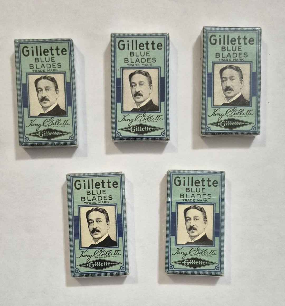 Vintage Gillette Blue Blades Razors: 5 Packs of 5 (25 Total) Unused - Etsy