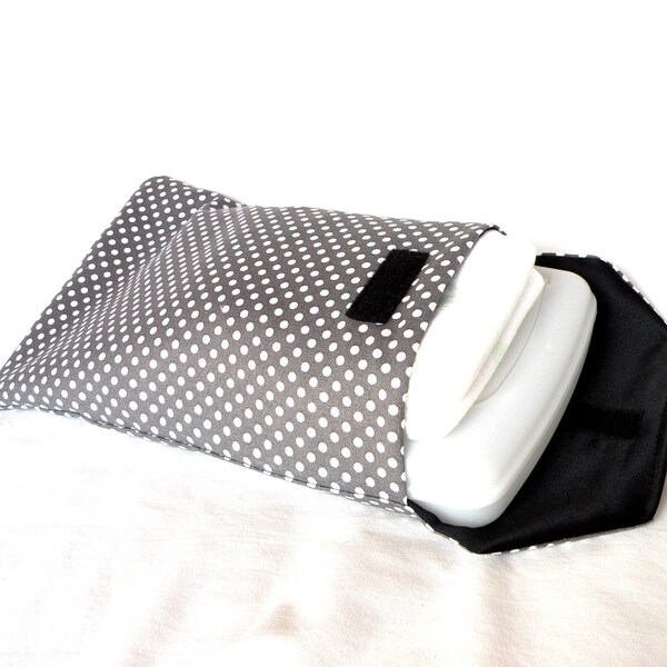 Diaper and Wipes Case Gray and White Dots Nappy Travel Holder