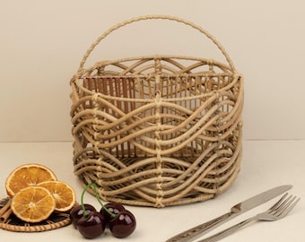 Handcrafted Woven Basket Nature Decor – Stylish Table & Kitchen Accessory, Rustic Basket, Fruits Basket, Decorator Table, Lively Room Decor.