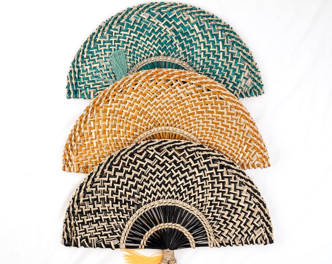 Handwoven Seagrass Fan | Boho Wall Decor, Cooling Accessory
