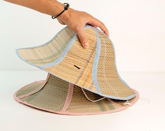 Foldable Straw Bamboo Hat, Seagrass Travel Hat, Backpacker Gift Idea for Travelers, Cool Hiking Summer Hat, Men & Women Camping Accessories