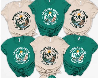 Adventure Awaits Family Shirt Custom Last Name Hiking Vacation Matching Nature T Shirt