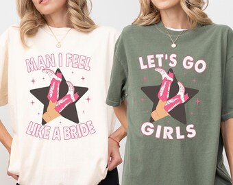 Comfort Colors Nashville Bachelorette Party Shirts: Bride Squad Western Tees