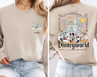 Custom Disney World Front and Back Print Shirt, Castle Fireworks Theme Family Tee