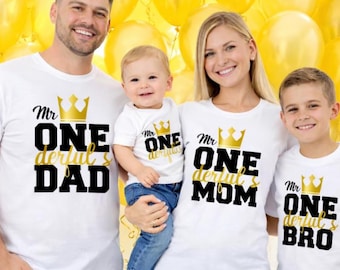 One derful Birthday Family Shirts, Mom Dad Brother Matching Tops, First Birthday Party Outfit
