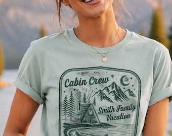Custom Cabin Crew Shirt, Personalized Family Vacation Tee, Denver Colorado Mountain Lake Trip Shirt