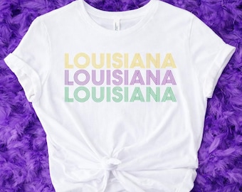 Louisiana Mardi Gras Shirt, Retro Rainbow Louisiana Tee, Purple Green Gold Festival T-Shirt