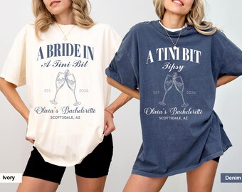 Personalized Bachelorette Party Comfort Colors Tee: A Bride In Tini Bit Shirt