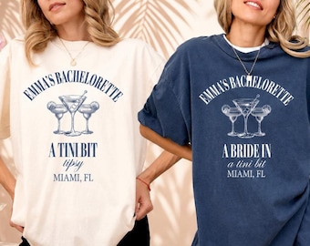 Personalized Bachelorette Party Comfort Colors Tee: A Bride In Tini Bit Shirt