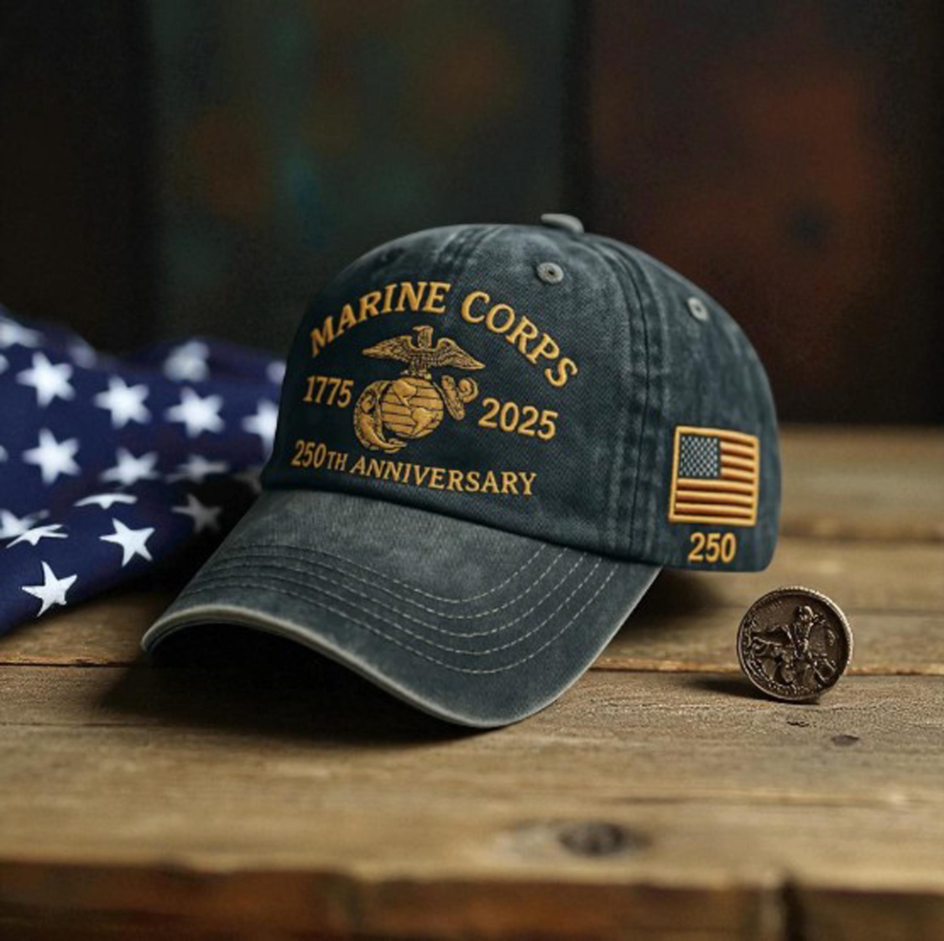 Marine Corps 250th Anniversary Hat, Vintage USMC Dad Cap, 1775
