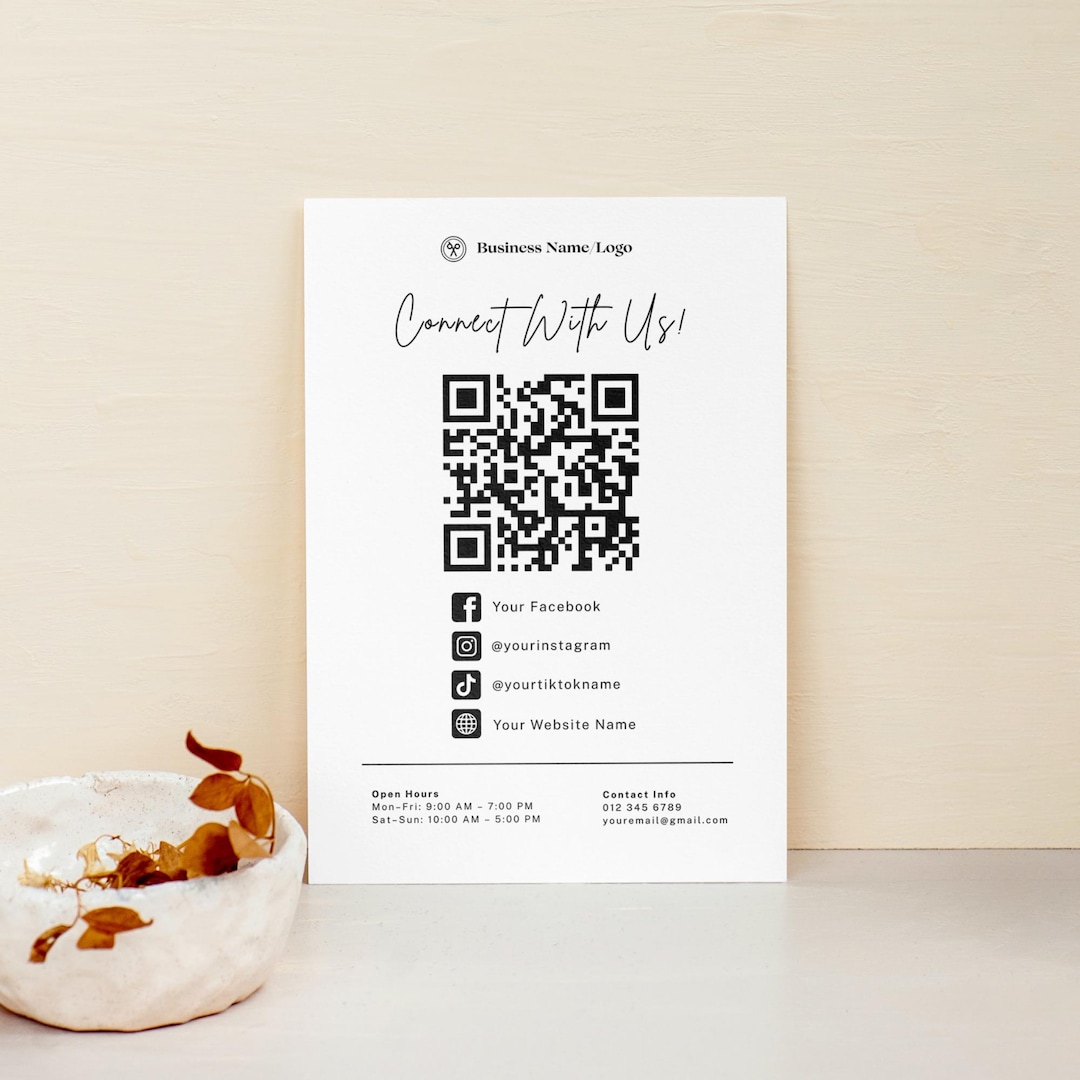 Connect With Us Canva Template (A4) + 117 Business Icons (digital ...